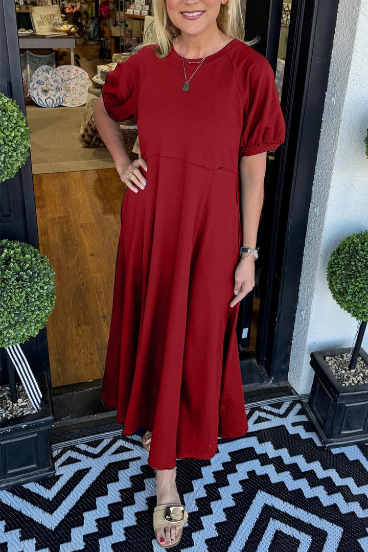 Vestido Maxi de Manga Abullonada Chic
