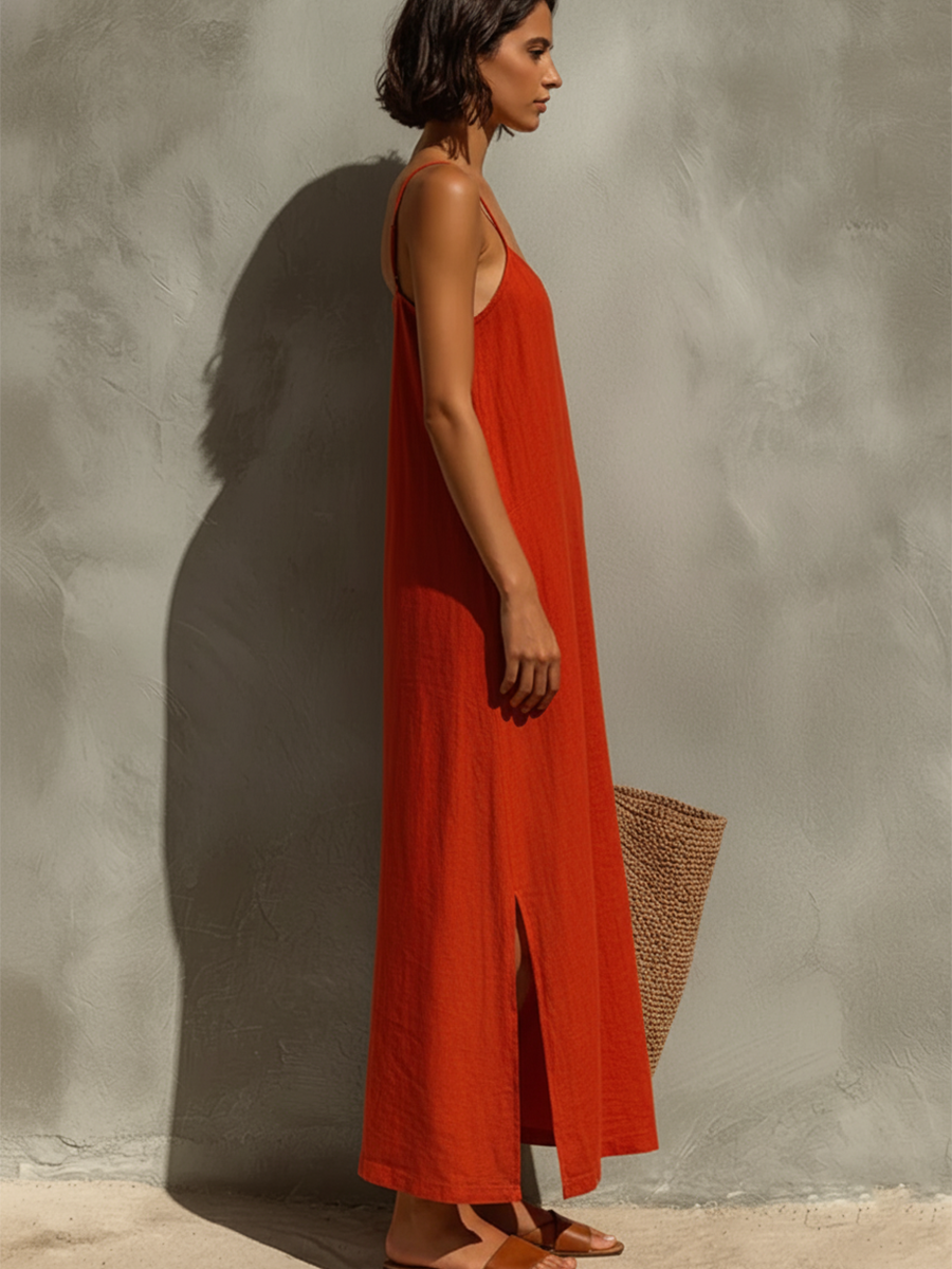 Vestido Boho de Algodón Rojo