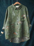 Averill | Camisa Casual de Mujer con Patrón Repetido de Bosque y Animales