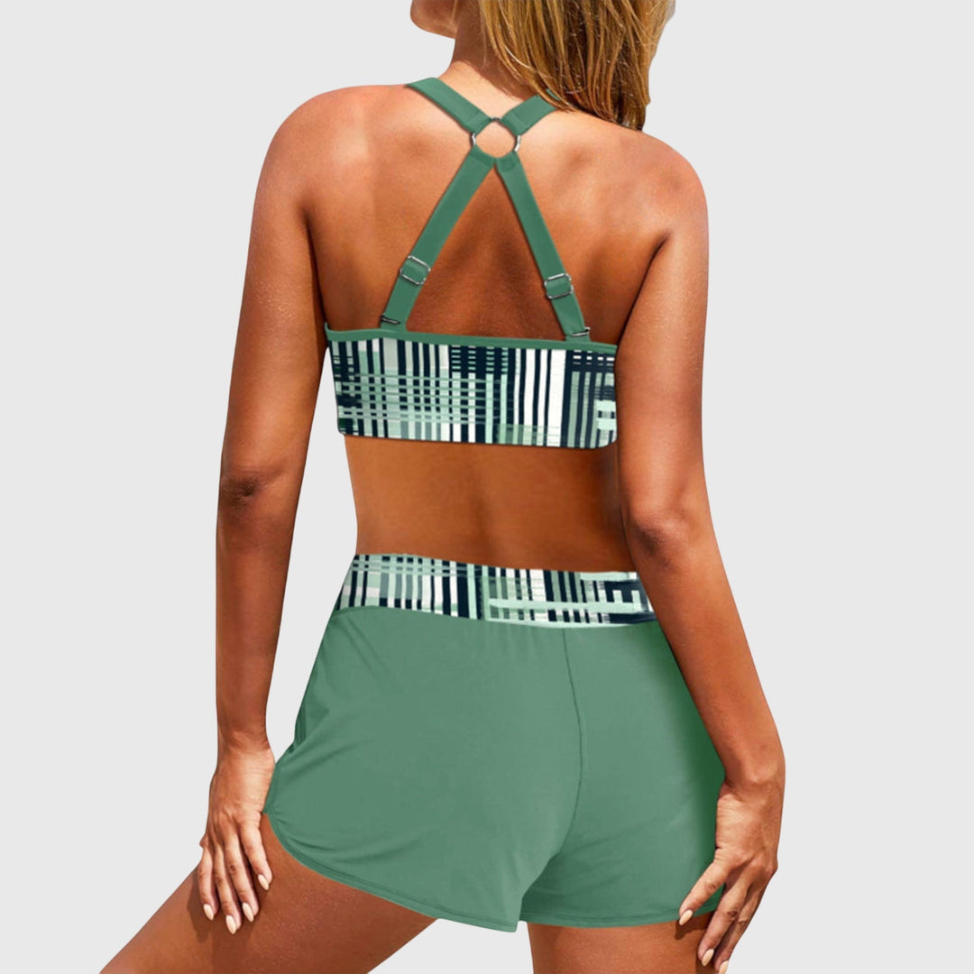 Striped High-Waisted Bikini