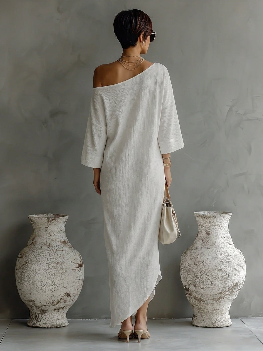 Vestido Blanco Marfil Elegante