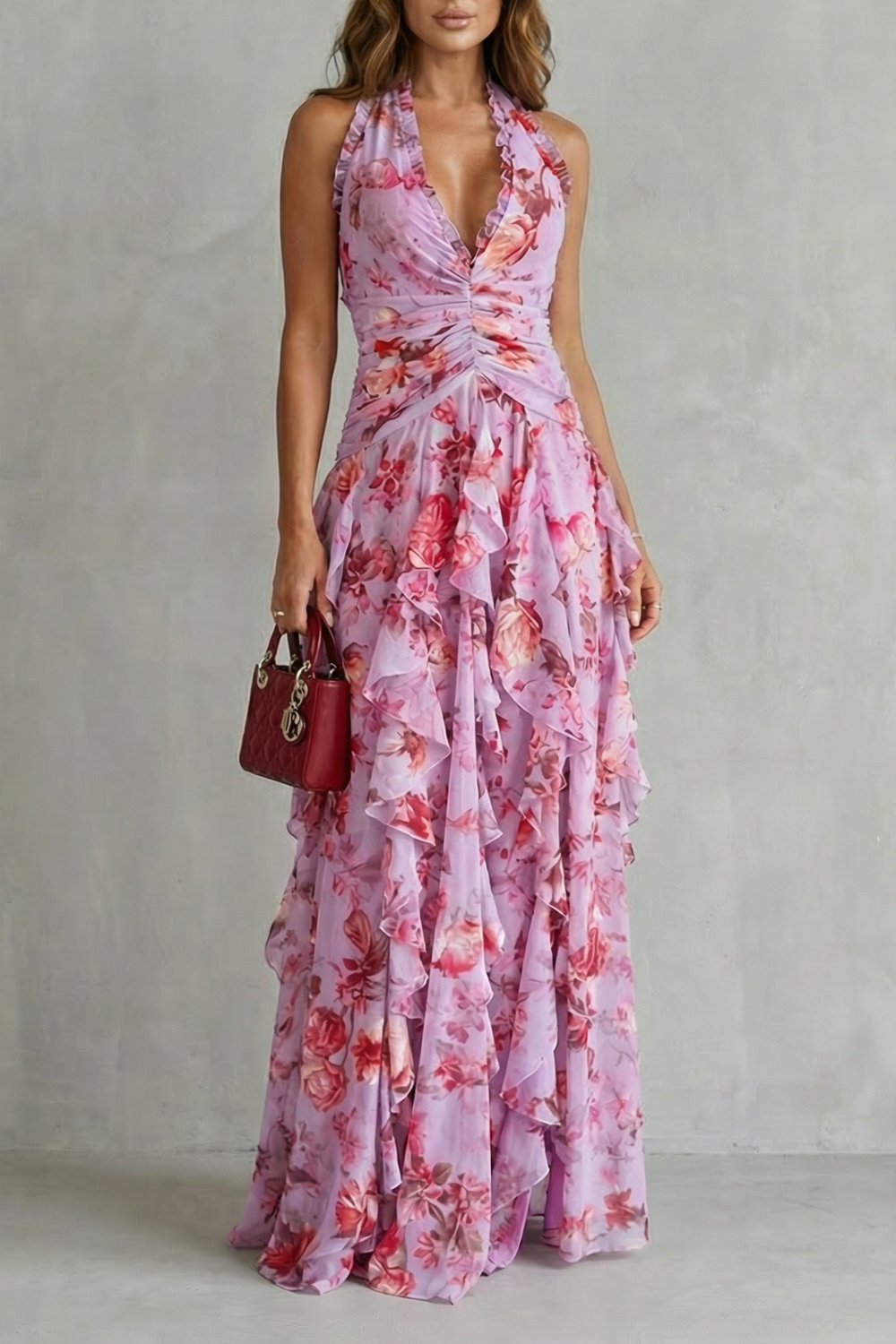 Belladina – Vestido maxi con cuello halter