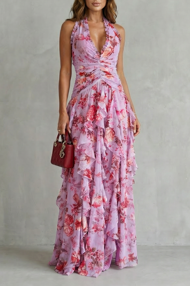 Belladina – Vestido maxi con cuello halter