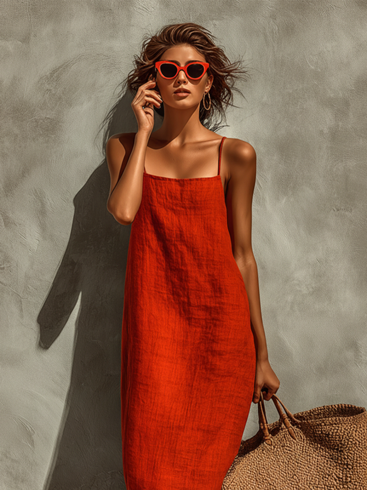 Vestido Boho de Algodón Rojo