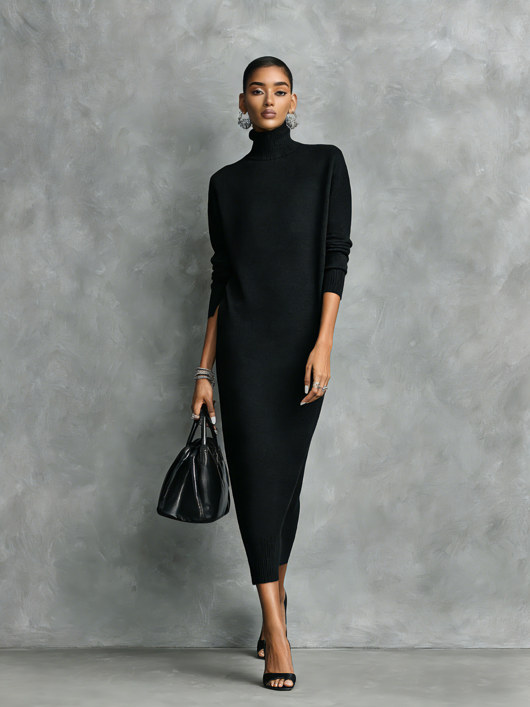 Vestido Midi Negro Elegante
