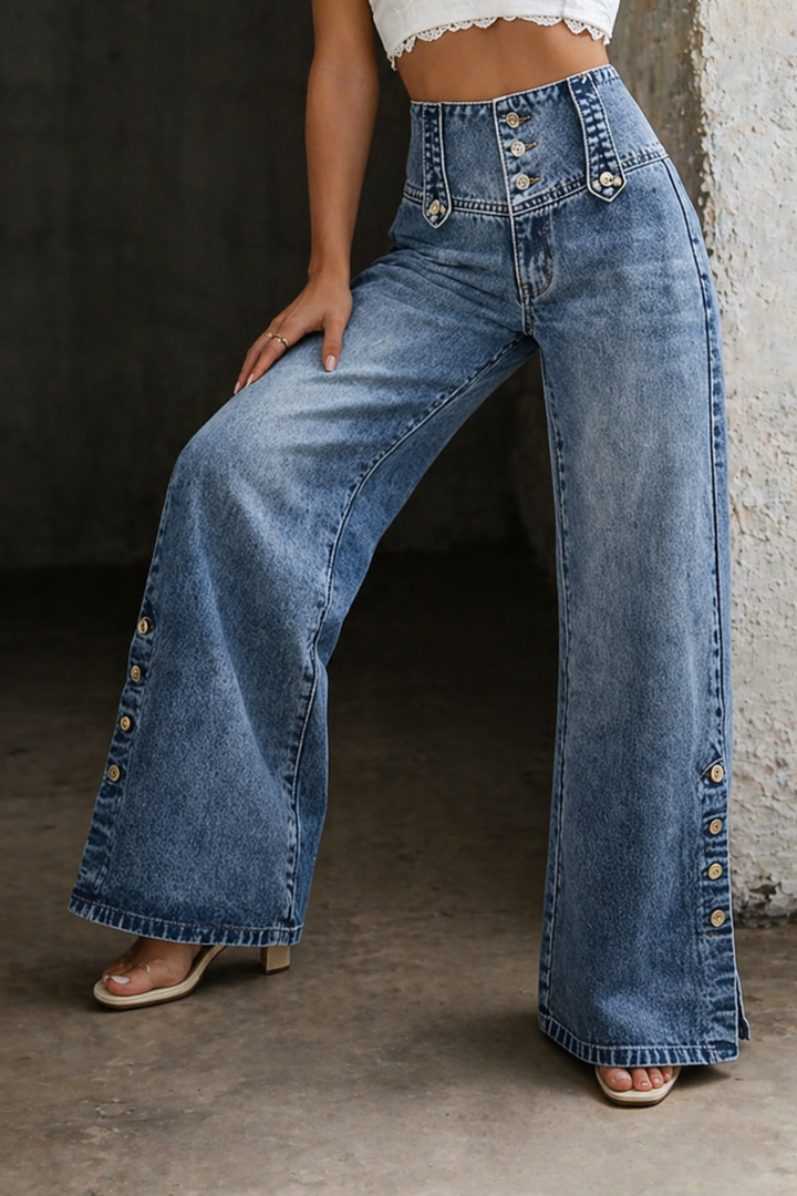 Mia | Jeans de Cintura Alta con Aberturas