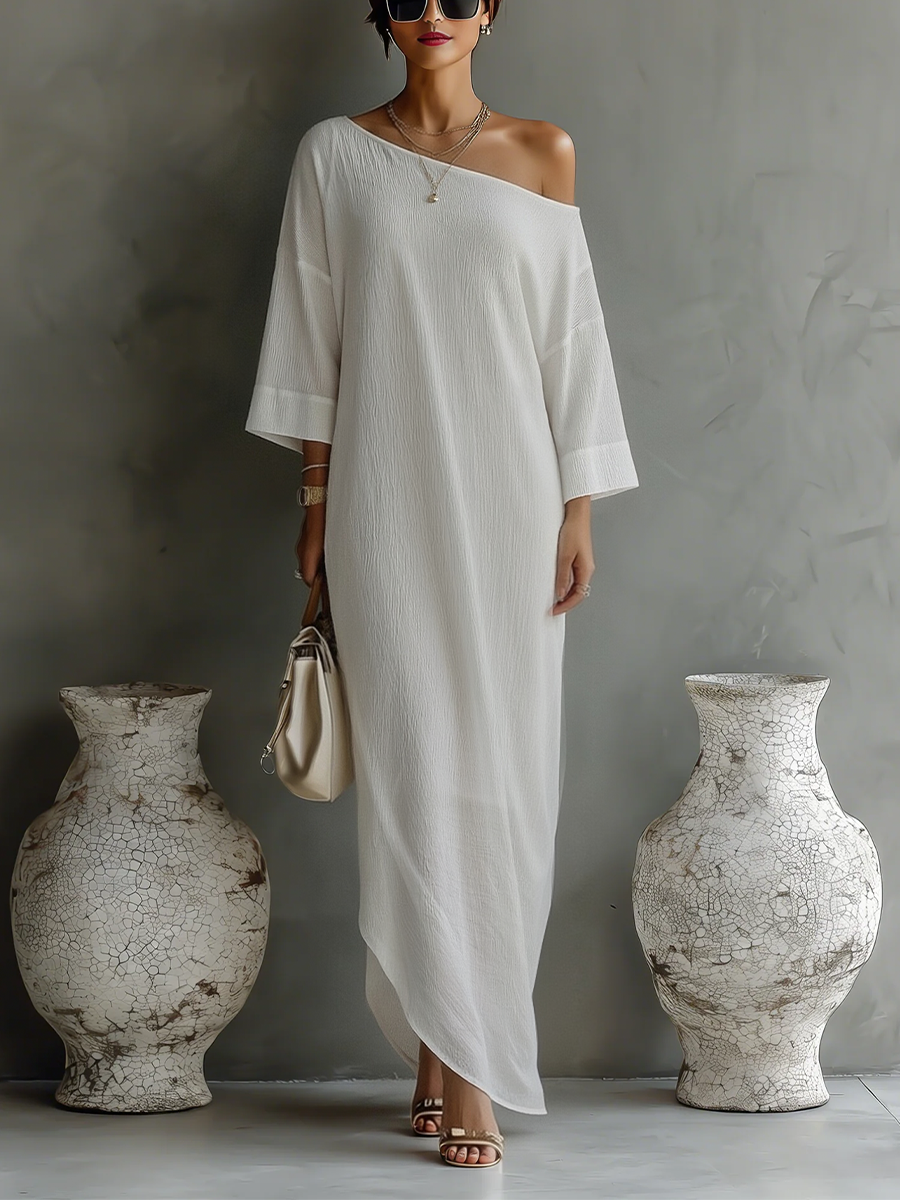 Vestido Blanco Marfil Elegante