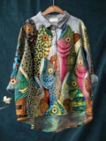 Anneliese | Camiseta Casual de Arte de Pescado Divertido Vintage