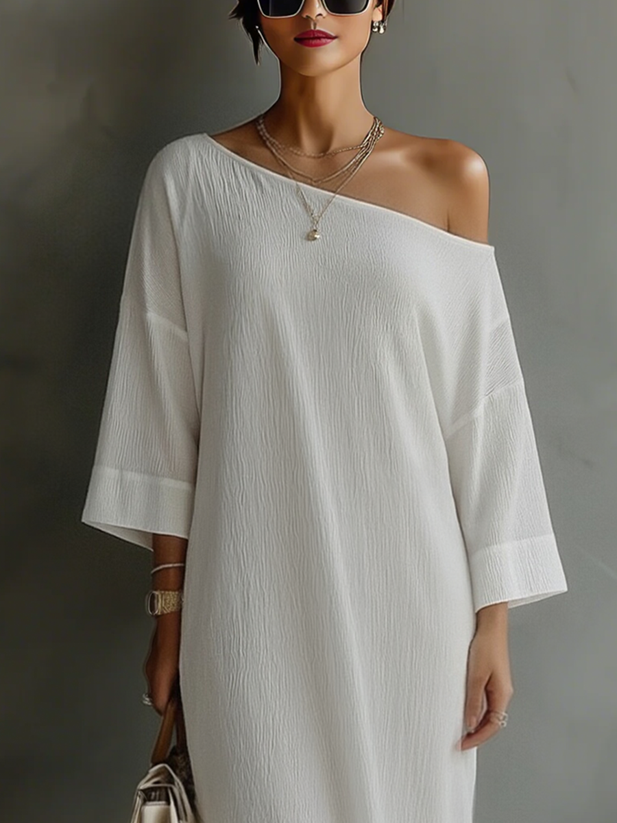 Vestido Blanco Marfil Elegante