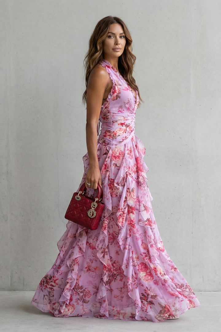 Belladina – Vestido maxi con cuello halter