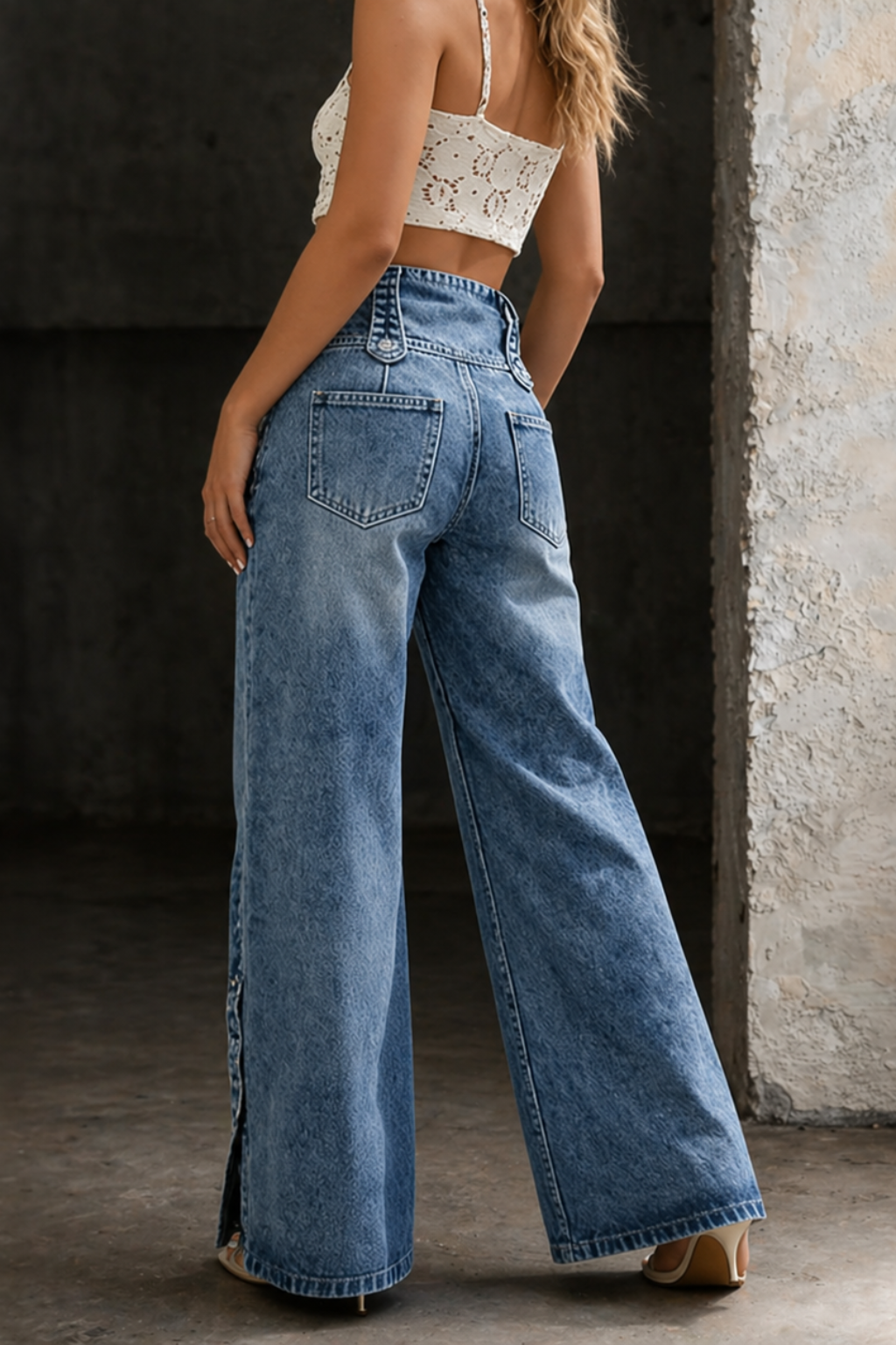 Mia | Jeans de Cintura Alta con Aberturas
