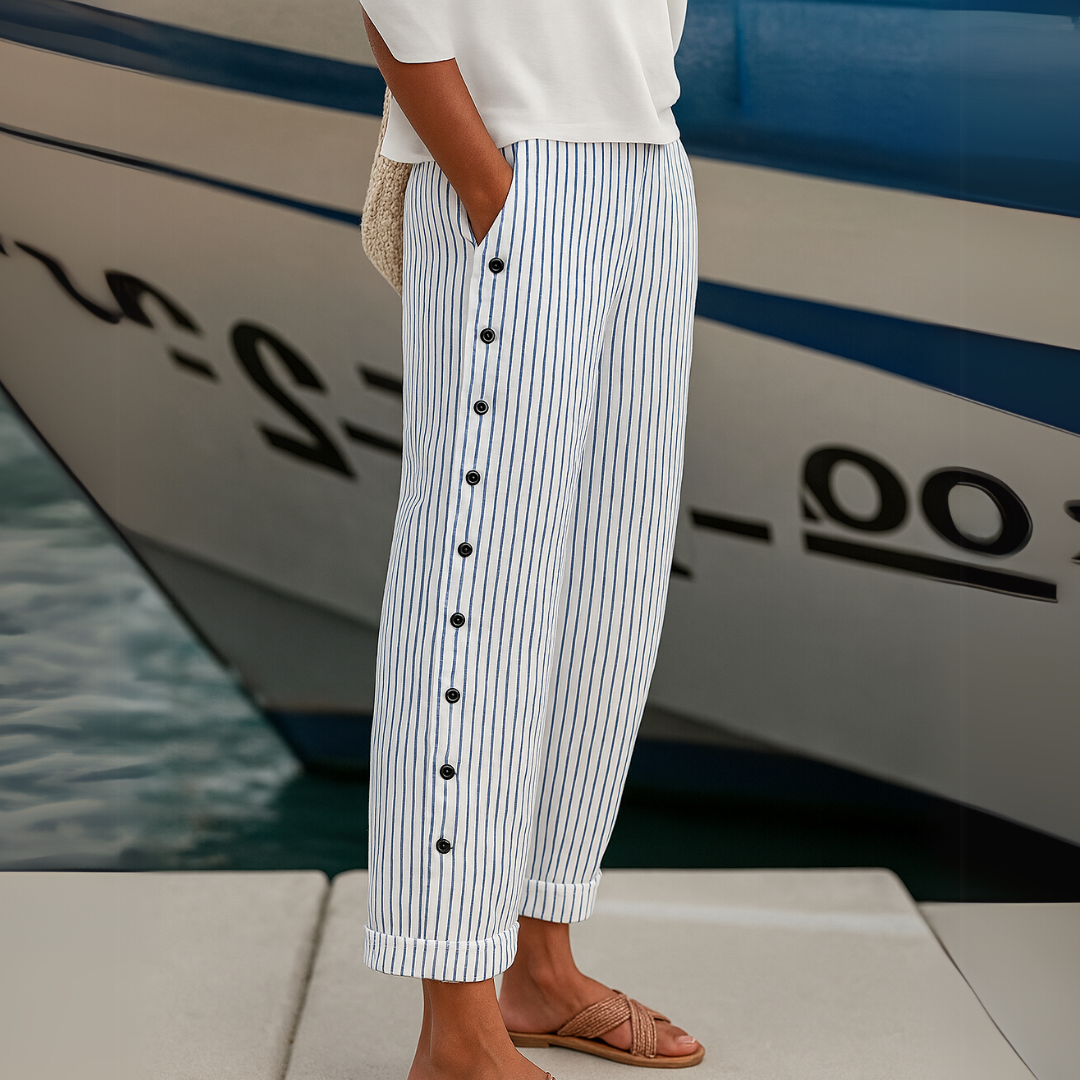 Caitlin | Pantalón de Botones a Rayas Estiloso