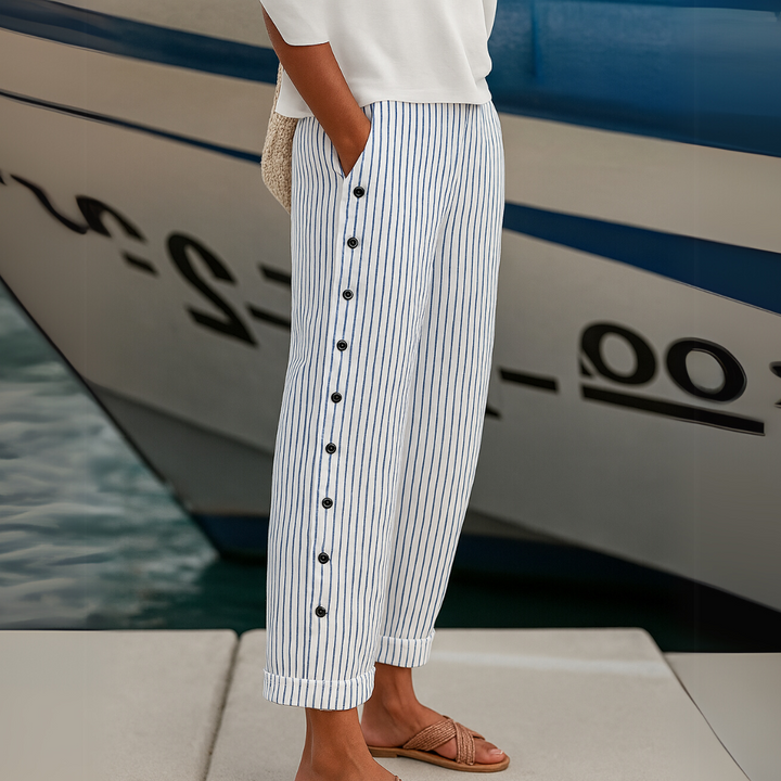 Caitlin | Pantalón de Botones a Rayas Estiloso