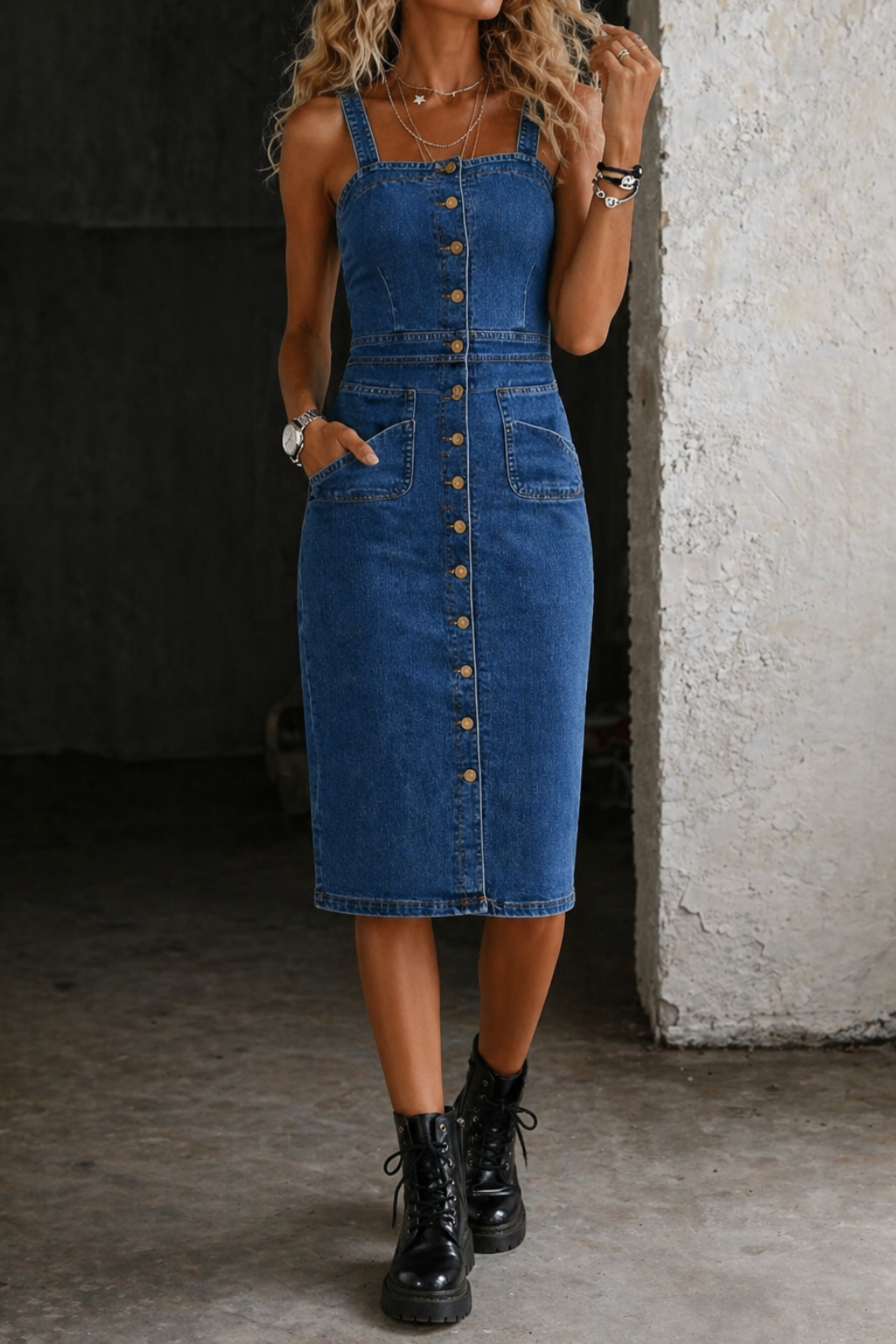 Indira | Vestido de Denim con Botones
