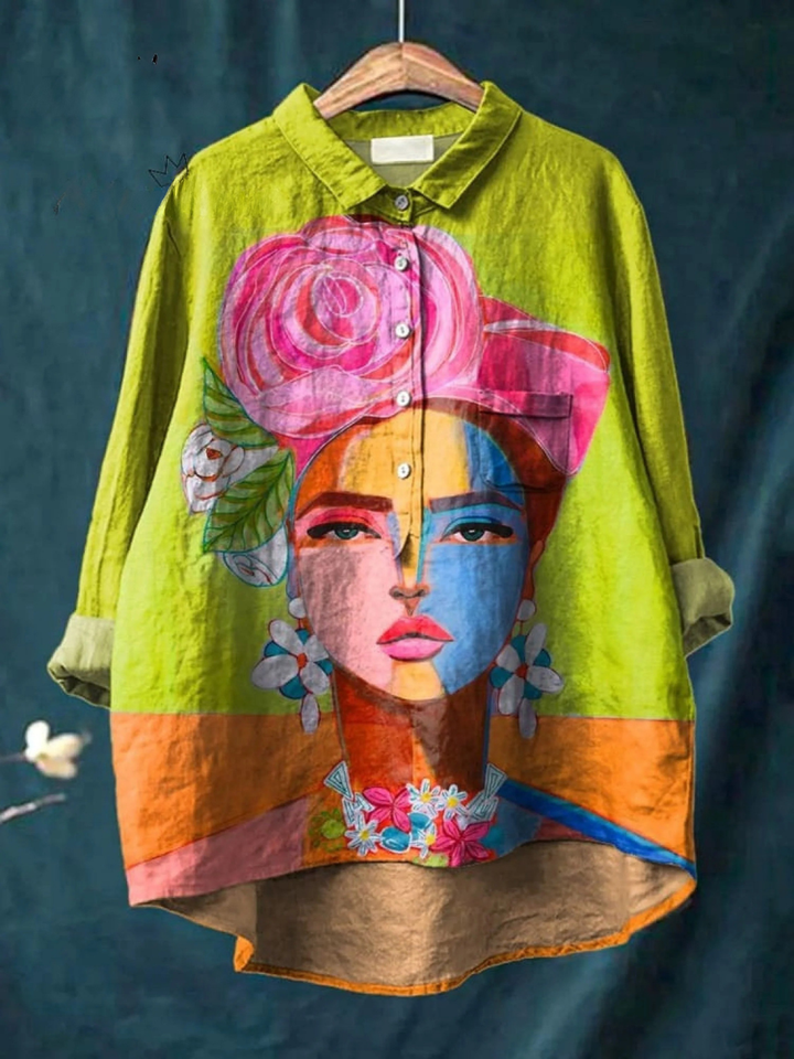 Eugen | Camiseta Casual Impresa de Retrato de Freda en Pintura al Óleo