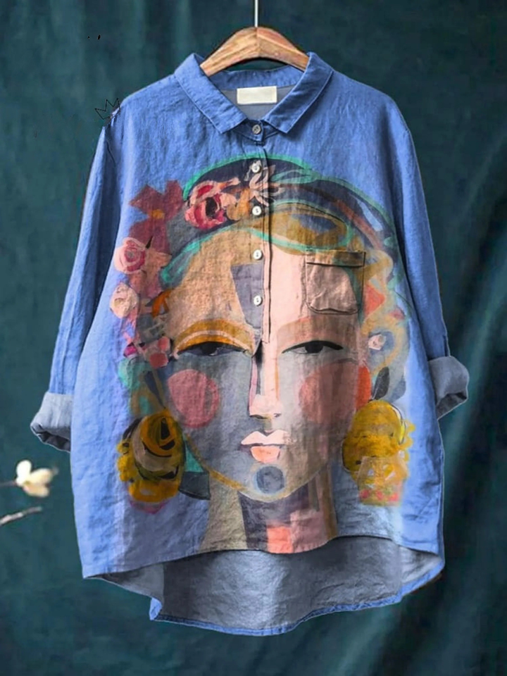 Eugen | Camiseta Casual Impresa de Retrato de Freda en Pintura al Óleo