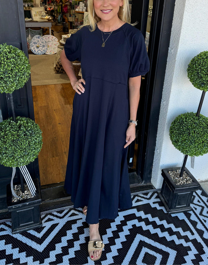 Vestido Maxi de Manga Abullonada Chic