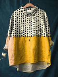 Alessia | Camisa Casual de Mujer con Estampado de Puntos en Color Amarillo y Bloques de Color
