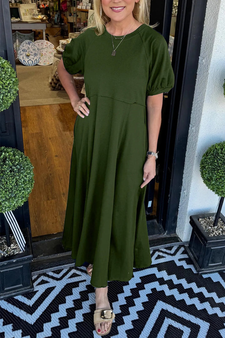 Vestido Maxi de Manga Abullonada Chic