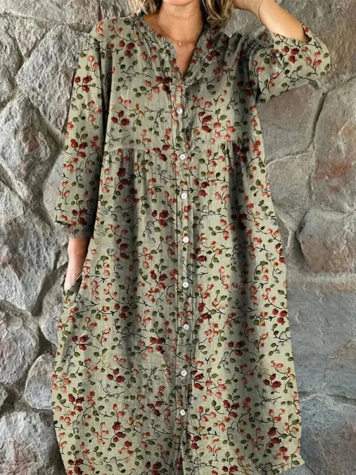 Vestido Camisero Floral Retro
