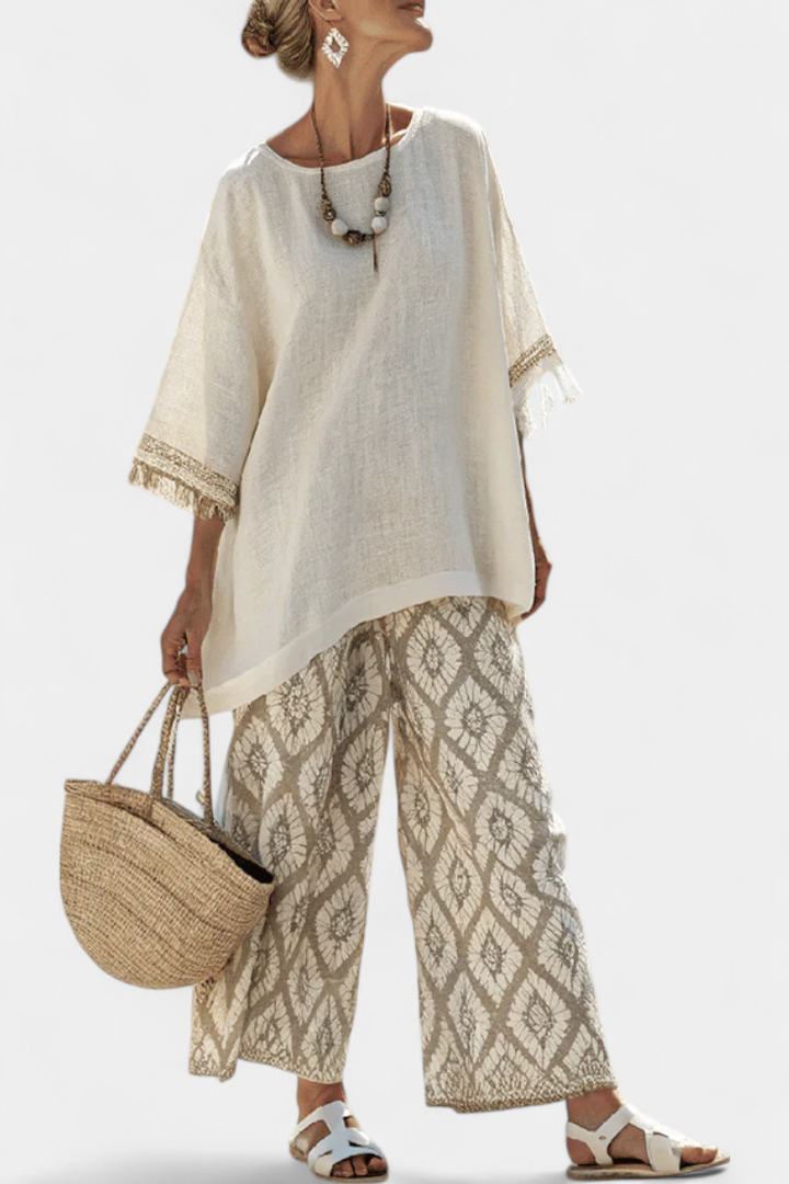 Alverra | Conjunto de Top Sofisticado y Pantalones Casual