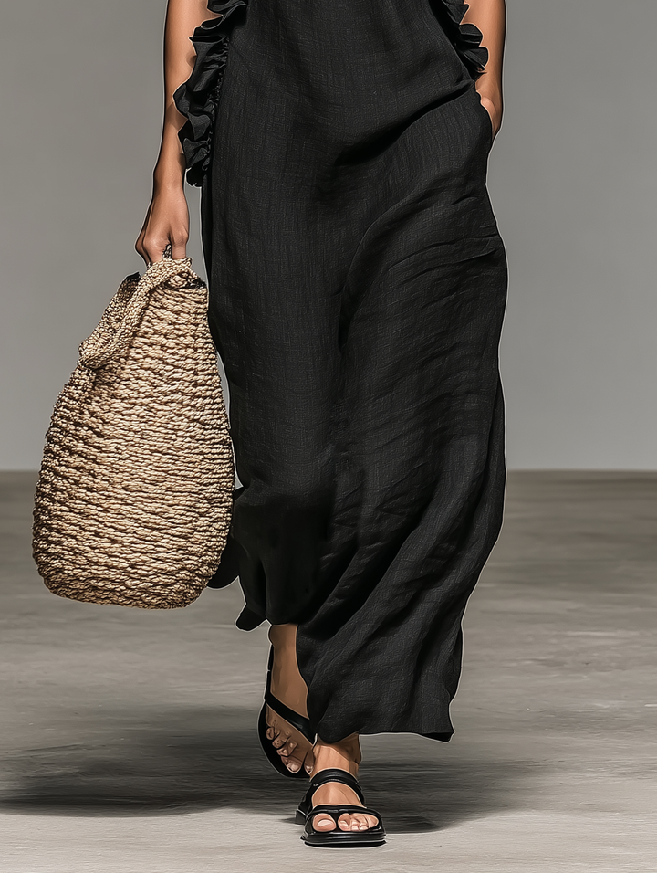 Vestido Maxi de Lino Minimalista