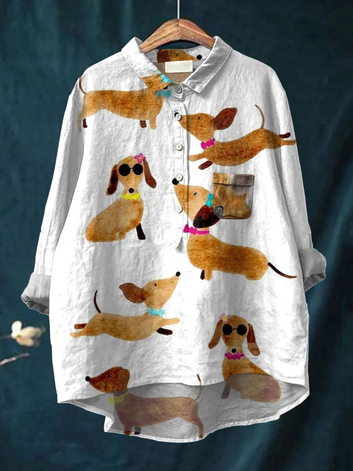 Allyson | Impresión de arte de perro dachshund lindo en camiseta casual