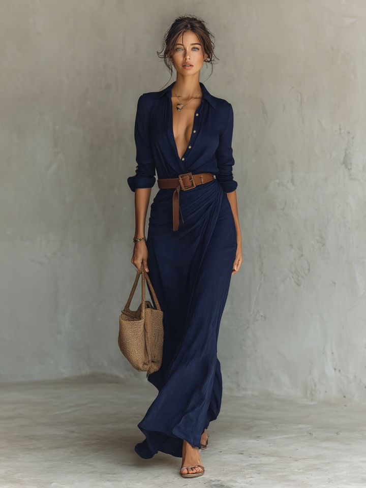 Maxi Vestido de Manga Larga