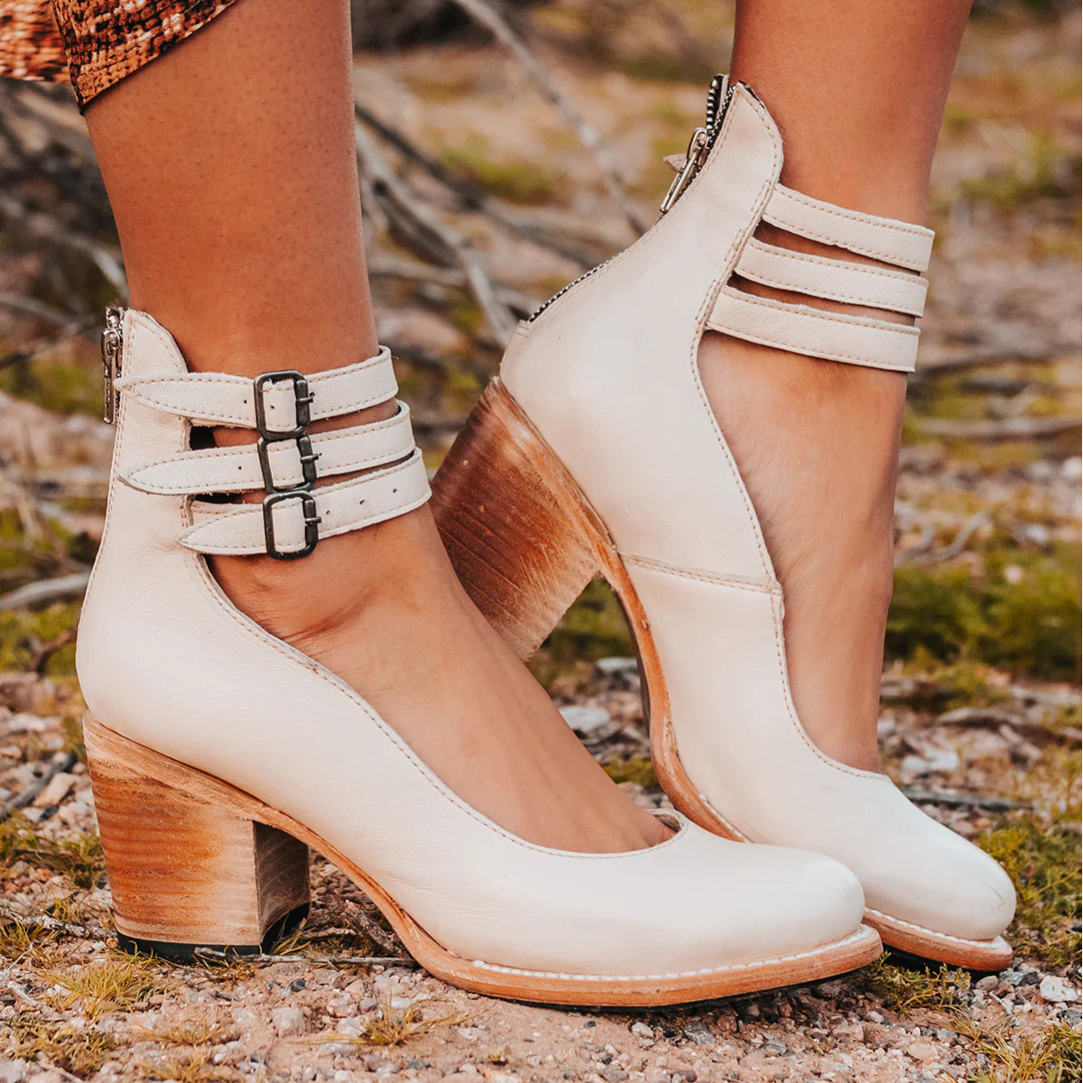 Elsa | Tacones de Cuero Vintage con Correa