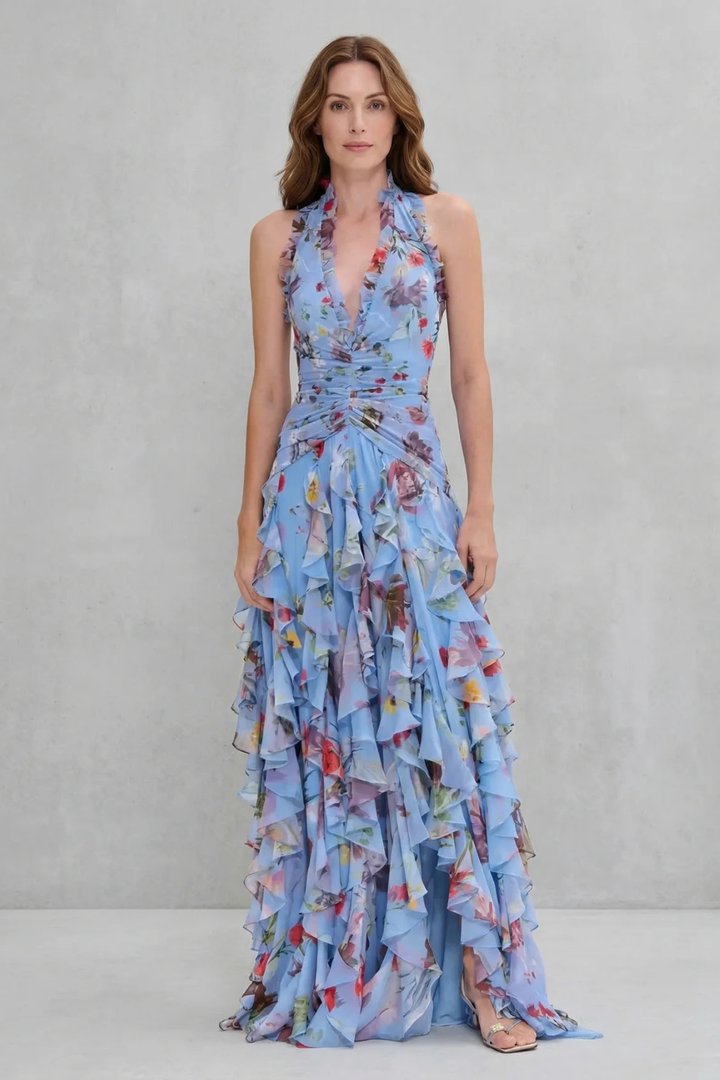 Belladina – Vestido maxi con cuello halter