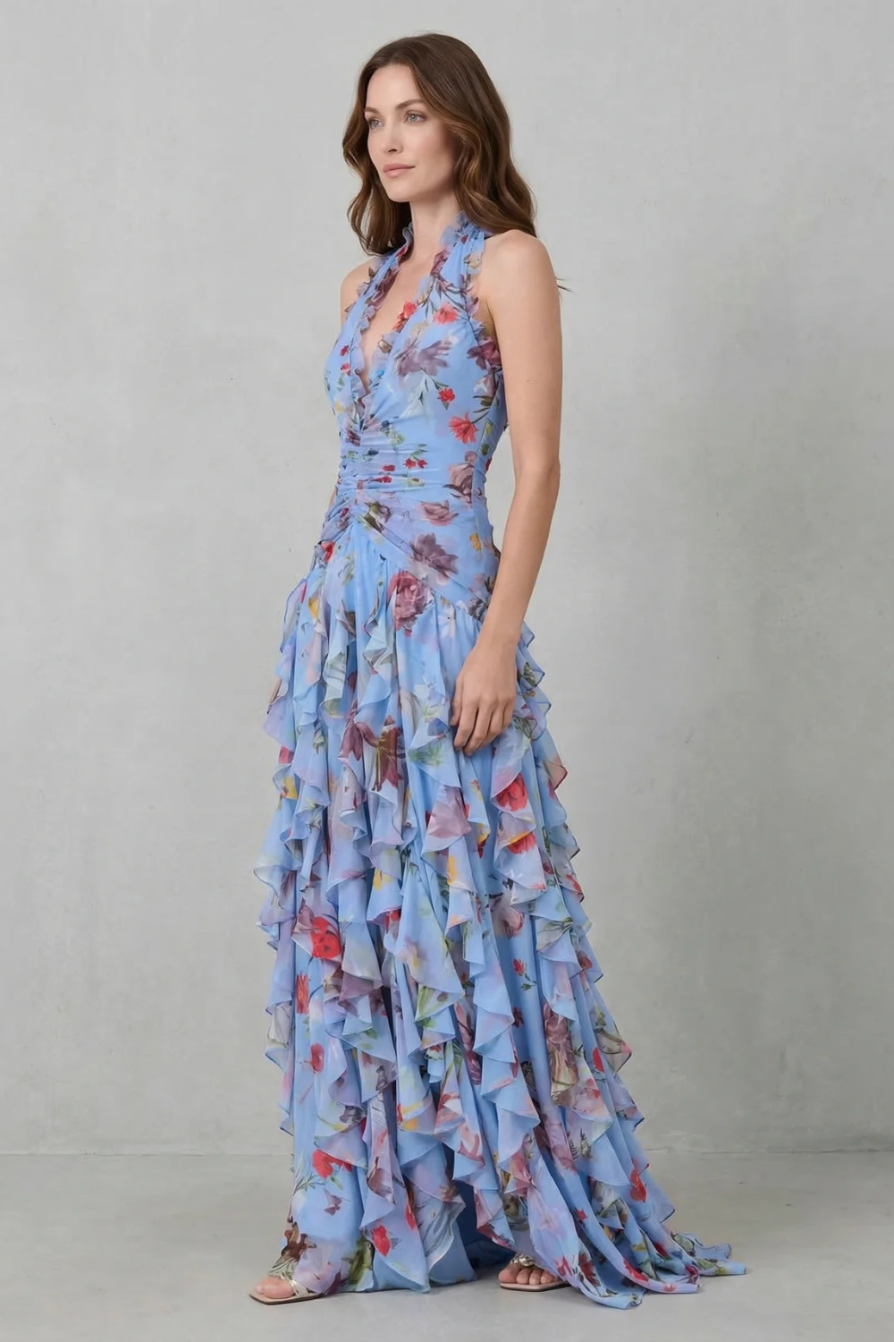 Belladina – Vestido maxi con cuello halter