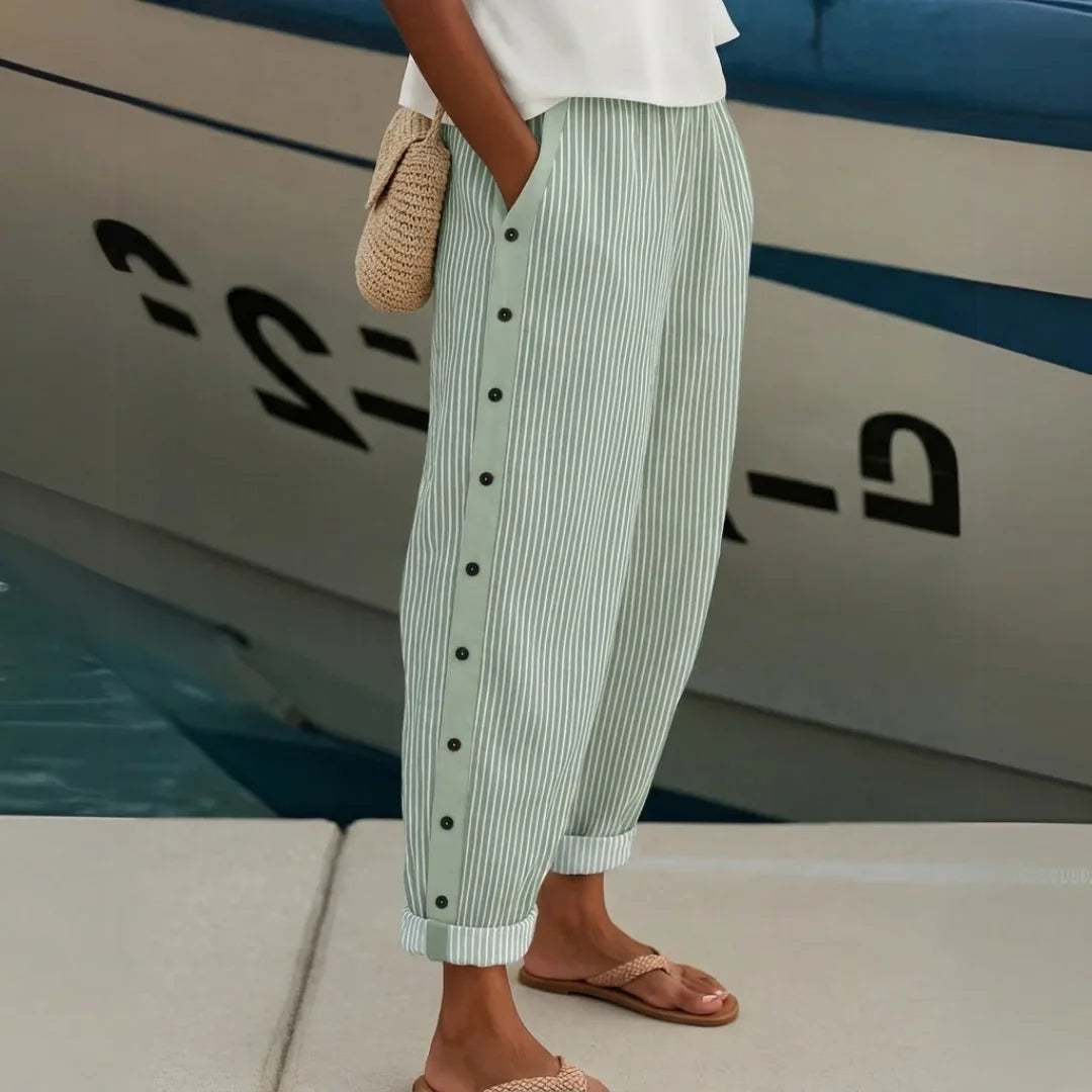 Caitlin | Pantalón de Botones a Rayas Estiloso