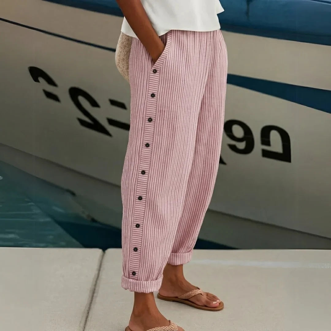 Caitlin | Pantalón de Botones a Rayas Estiloso