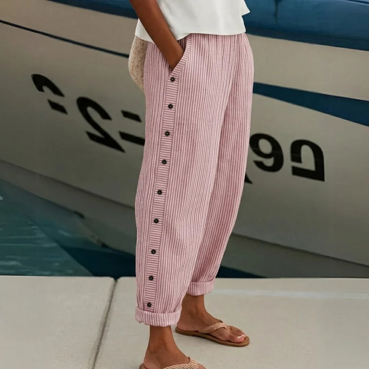 Caitlin | Pantalón de Botones a Rayas Estiloso