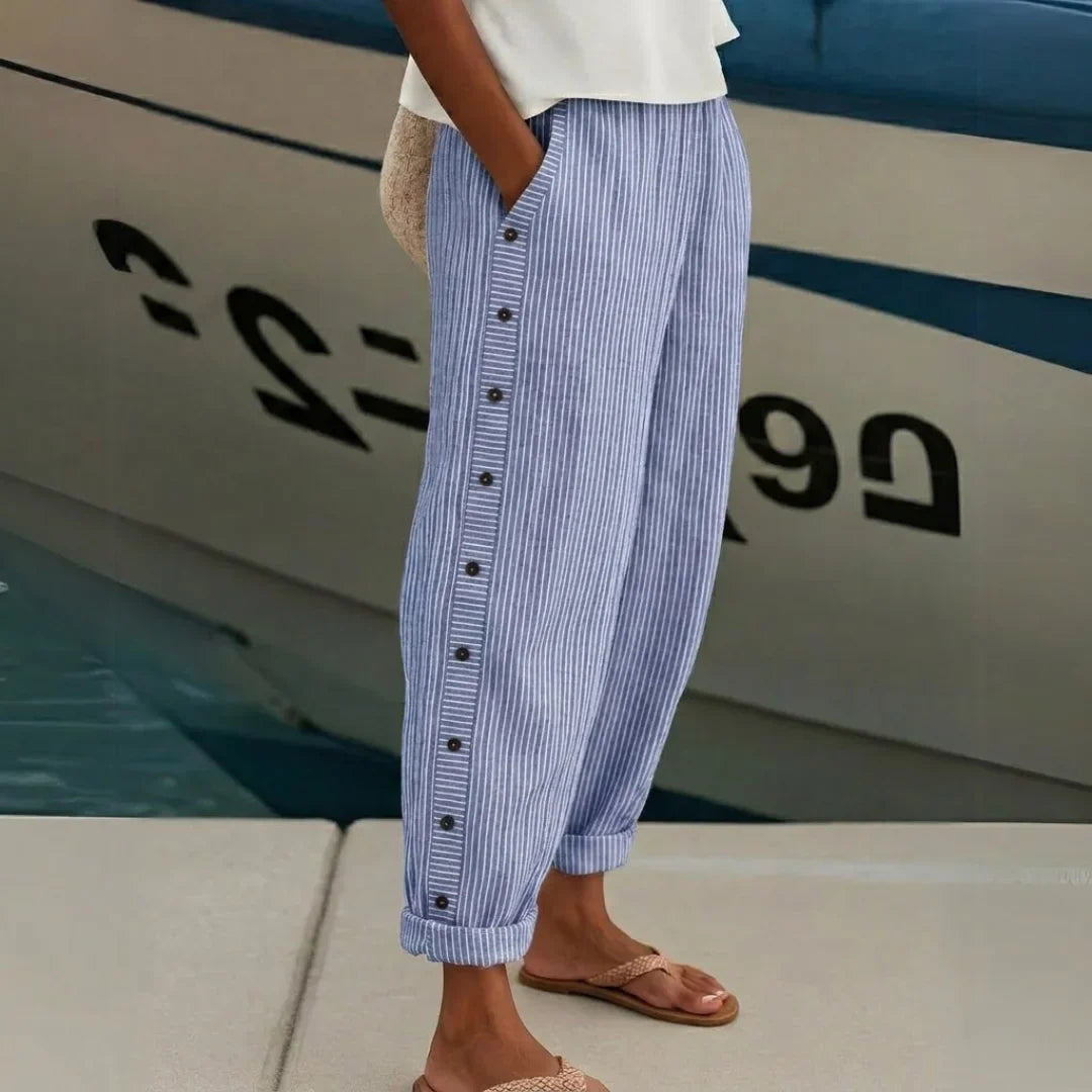 Caitlin | Pantalón de Botones a Rayas Estiloso