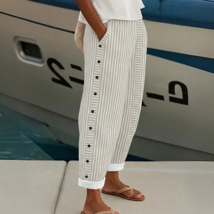 Caitlin | Pantalón de Botones a Rayas Estiloso
