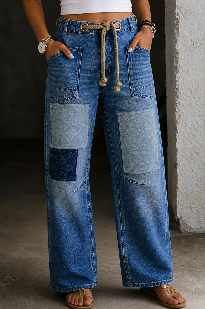 Margaret | Jeans de Patchwork con Cuerda