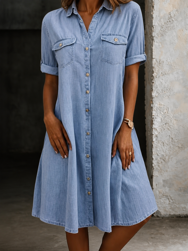 Patricia | Vestido Midi de Estilo Casual Denim