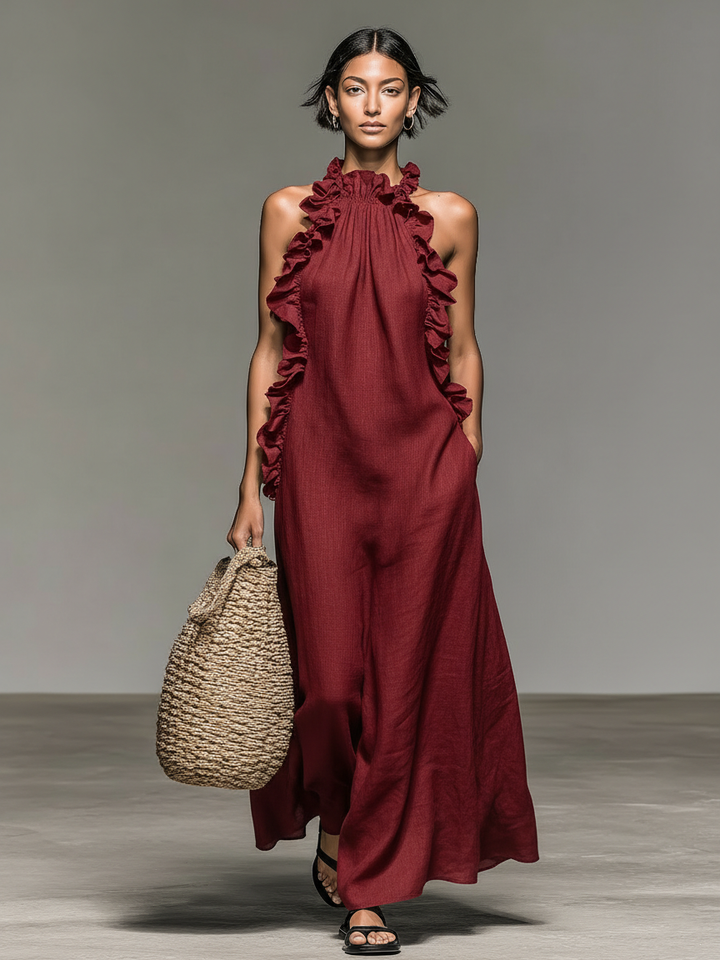Vestido Maxi de Lino Minimalista