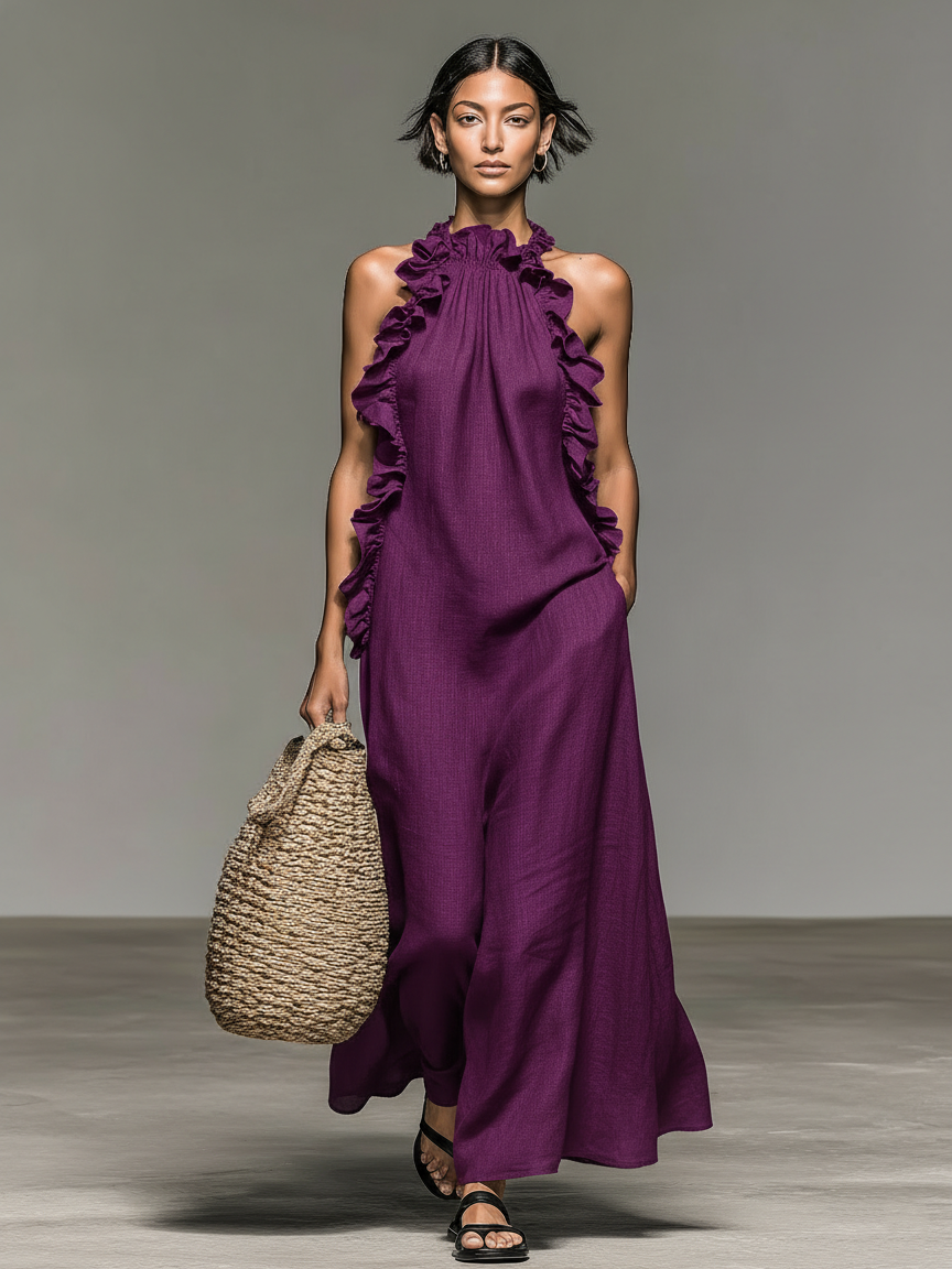 Vestido Maxi de Lino Minimalista