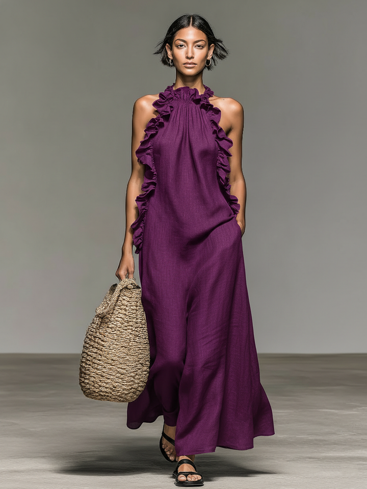 Vestido Maxi de Lino Minimalista