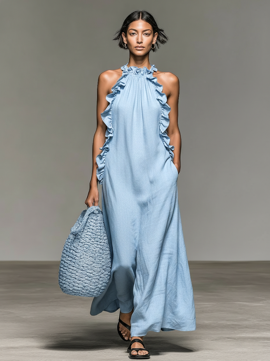 Vestido Maxi de Lino Minimalista