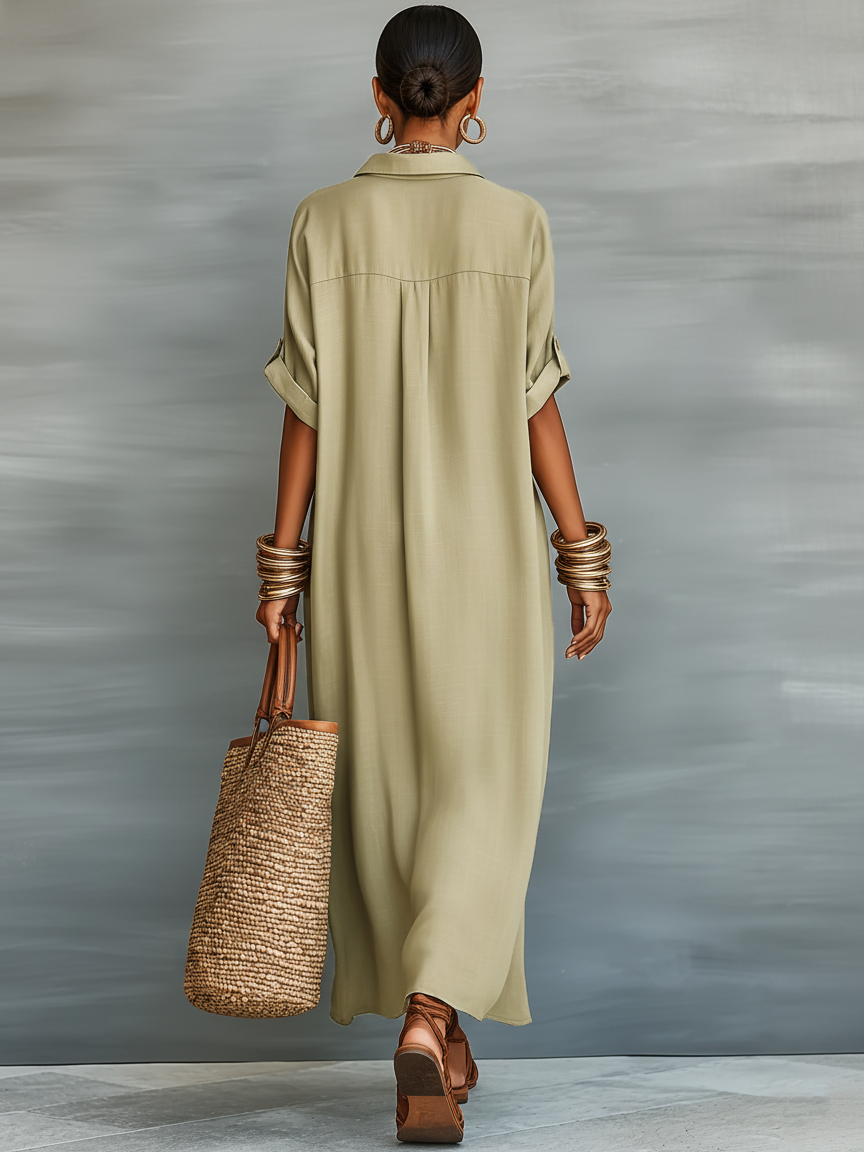 Vestido Maxi Minimalista de Camisa