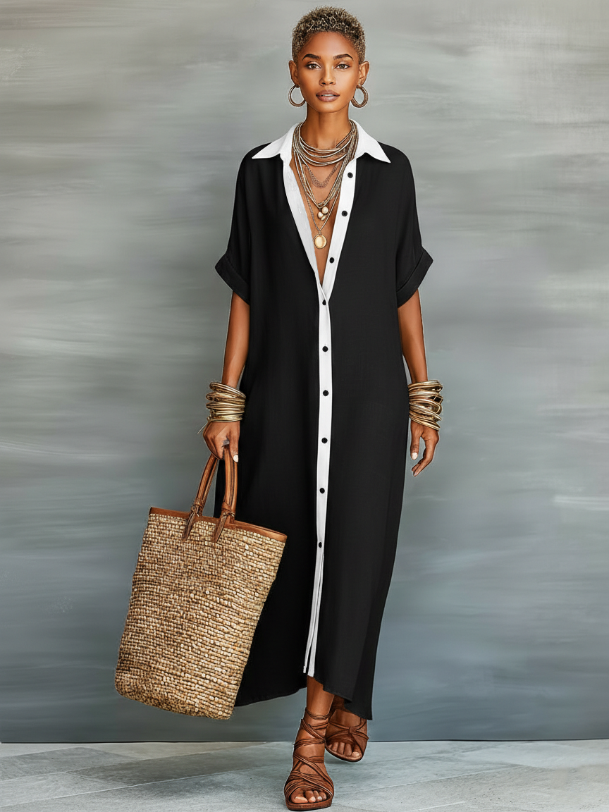 Vestido Maxi Minimalista de Camisa