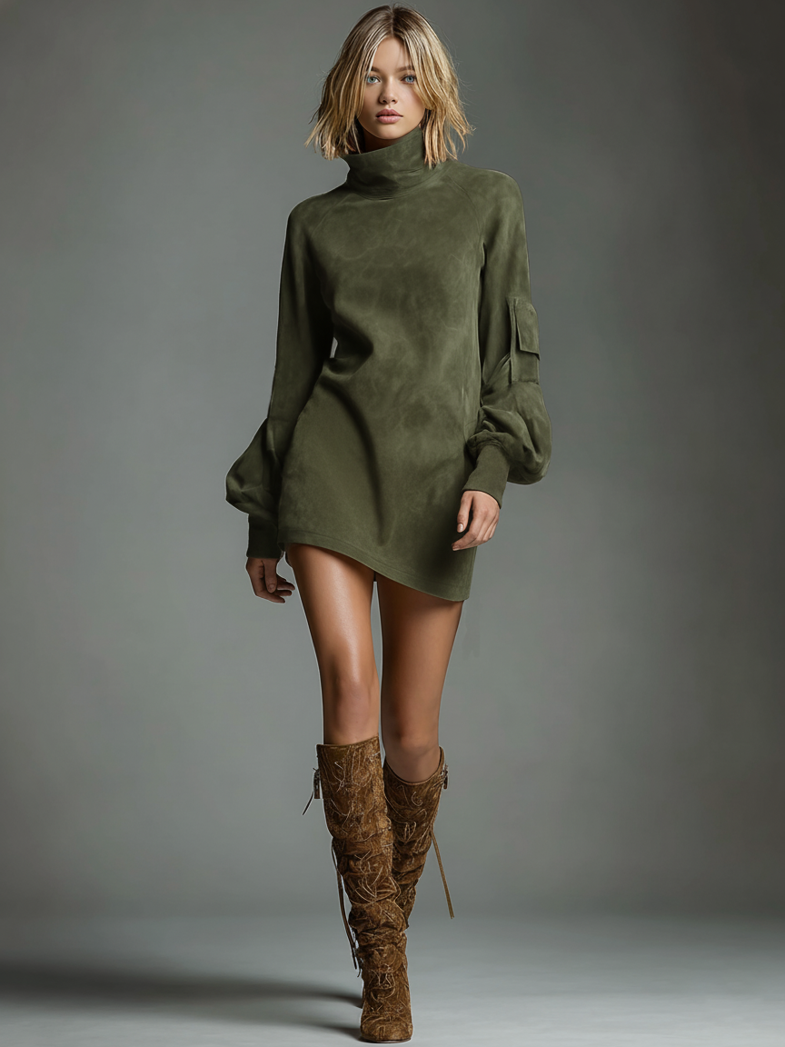 Vestido Corto de Cuello Alto