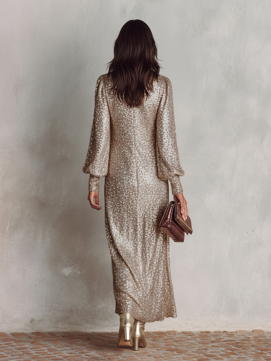 Maxi Vestido de Fiesta Brillante