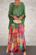 Vestido Capa Nora - Verde Naranja