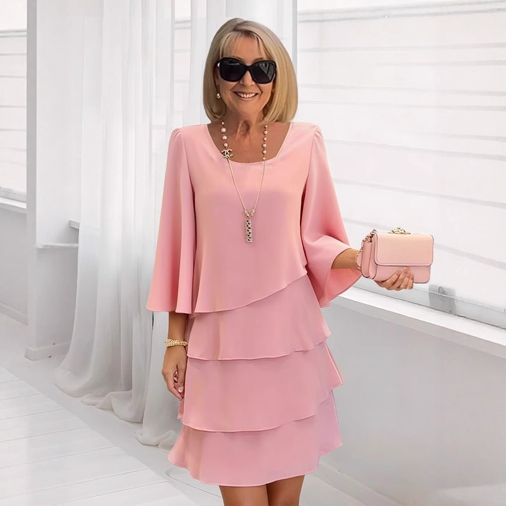 Margaux – Vestido midi elegante con volantes