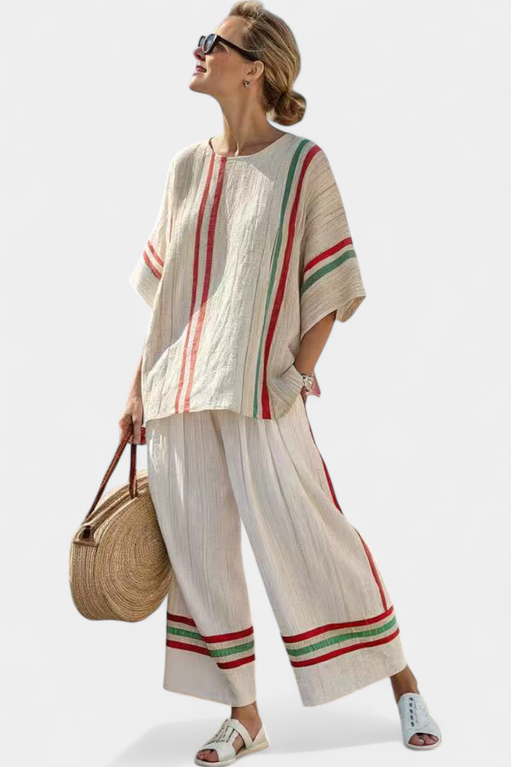 Truvane | Blusa Boho de Estampado Cómodo y Pantalones de Corte Suelto