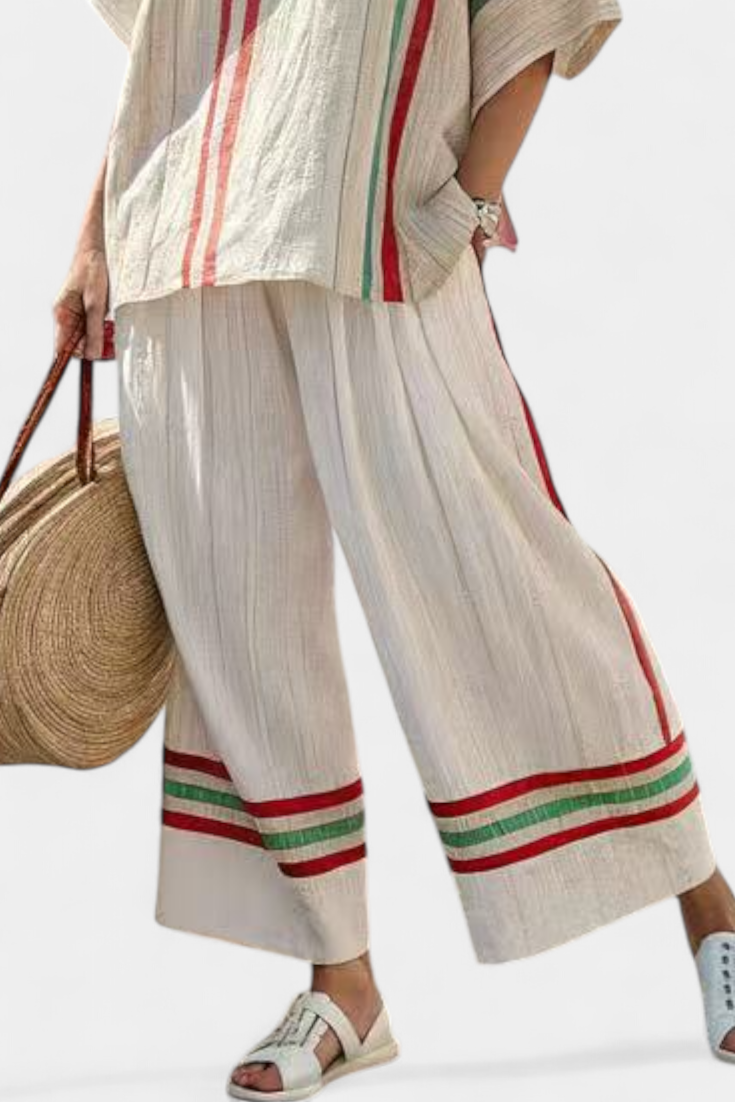 Truvane | Blusa Boho de Estampado Cómodo y Pantalones de Corte Suelto
